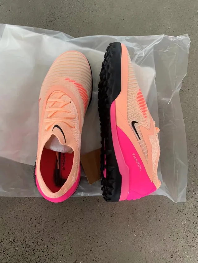 Nike Sapatos de futebol turf upper tricô rosa bege overlay cage sintético 9