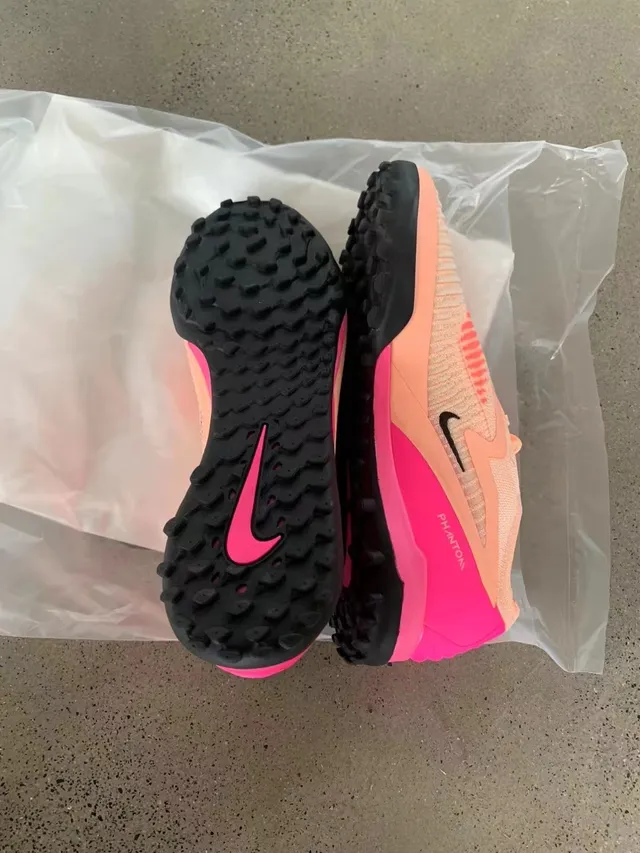 Nike Sapatos de futebol turf upper tricô rosa bege overlay cage sintético 10