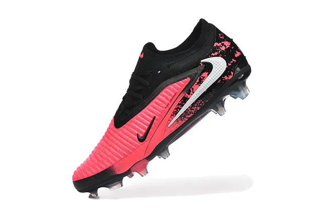 Nike Pink Black Knit Upper Asymmetrical Lacing Firm-Ground Soccer Shoes 4
