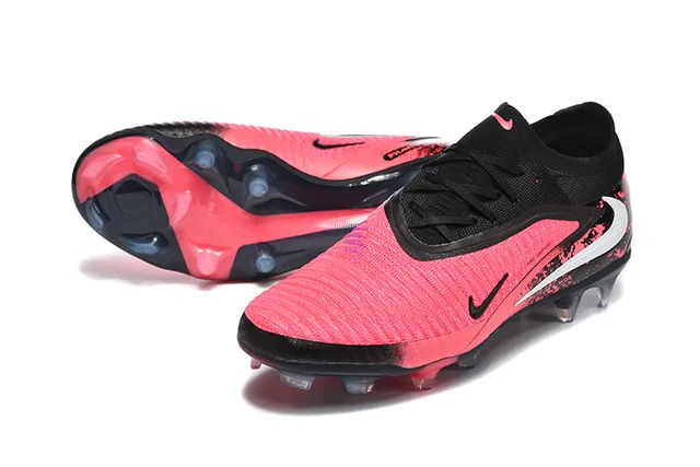 Nike Pink Black Knit Upper Asymmetrical Lacing Firm-Ground Soccer Shoes 6