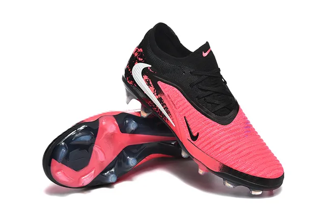 Nike Pink Black Knit Upper Asymmetrical Lacing Firm-Ground Soccer Shoes 7