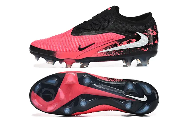 Nike Pink Black Knit Upper Asymmetrical Lacing Firm-Ground Soccer Shoes 9