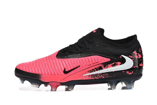 Nike Pink Black Knit Upper Asymmetrical Lacing Firm-Ground Soccer Shoes 10