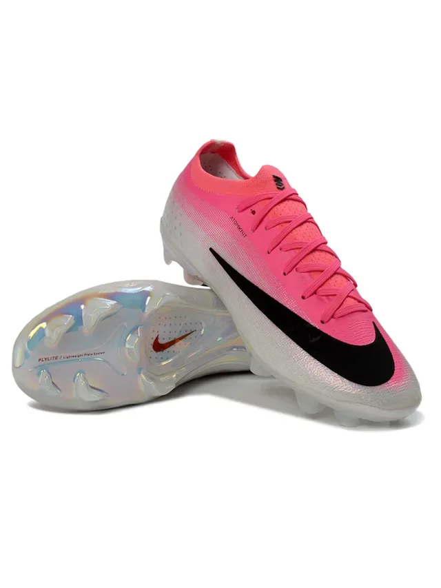 Nike Chaussures de Football Noir et Rose Low-Cut Sock-Fit Upper Plaque Soleplate Iridiscente Holographique pour Terrain Ferme 4
