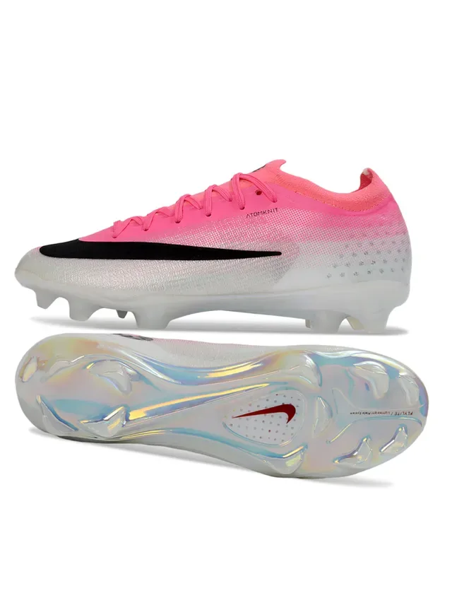Nike Chaussures de Football Noir et Rose Low-Cut Sock-Fit Upper Plaque Soleplate Iridiscente Holographique pour Terrain Ferme 6