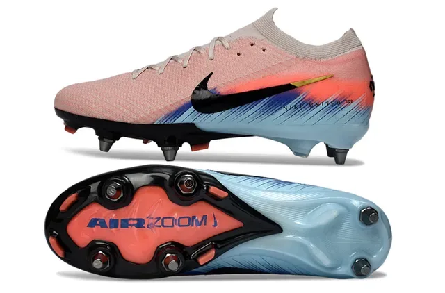 Nike Sapatos de Futebol Parte Superior Tricô Rosa Azul Degradê Color Blocking Superfície Firme 5