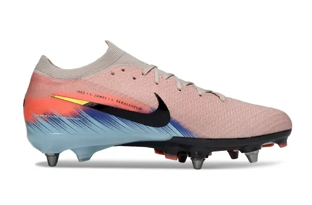 Nike Sapatos de Futebol Parte Superior Tricô Rosa Azul Degradê Color Blocking Superfície Firme 7