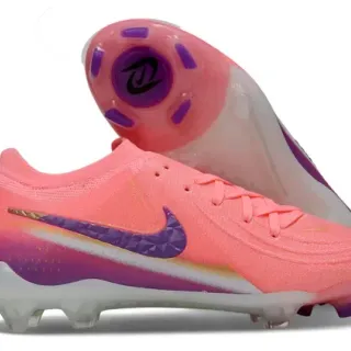 Nike Pink Purple Low-Cut Knit Upper Geometric Faceted Swoosh Firm-Ground Soccer Shoes