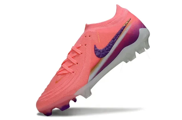Nike Pink Purple Low-Cut Knit Upper Geometric Faceted Swoosh Firm-Ground Soccer Shoes 3