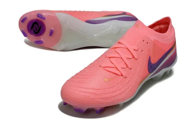 Nike Pink Purple Low-Cut Knit Upper Geometric Faceted Swoosh Firm-Ground Soccer Shoes 4