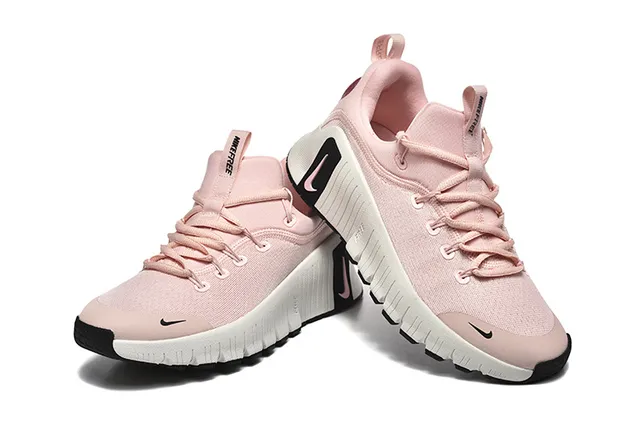 Nike Pink White Knit Upper Sculpted Ridged Midsole Lifestyle Sneakers 3