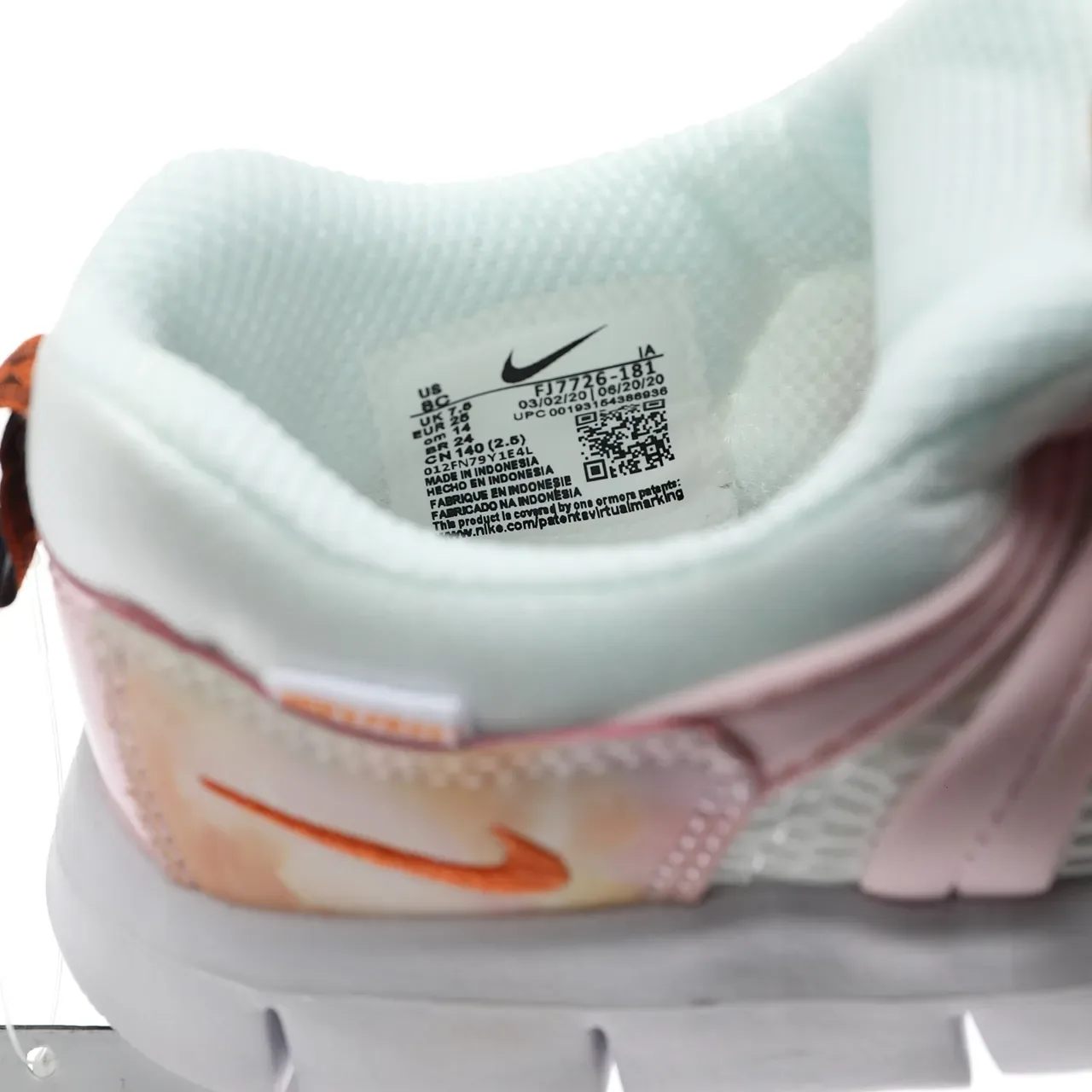 Nike Pink White Slip-On Mesh Upper Sneakers 7