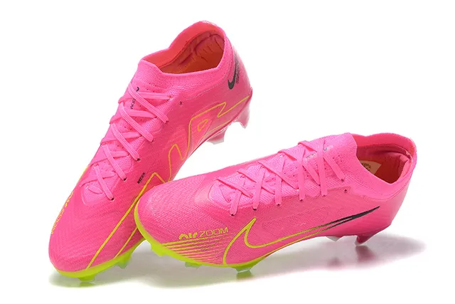Nike Pink Yellow Low-Cut Knit Upper Asymmetric Lacing Firm-Ground Soccer Shoes 2