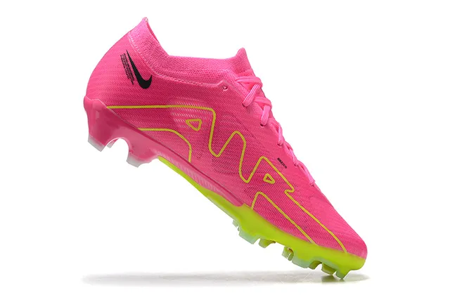 Nike Pink Yellow Low-Cut Knit Upper Asymmetric Lacing Firm-Ground Soccer Shoes 3