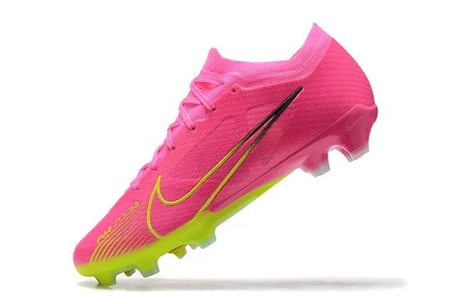 Nike Pink Yellow Low-Cut Knit Upper Asymmetric Lacing Firm-Ground Soccer Shoes 4