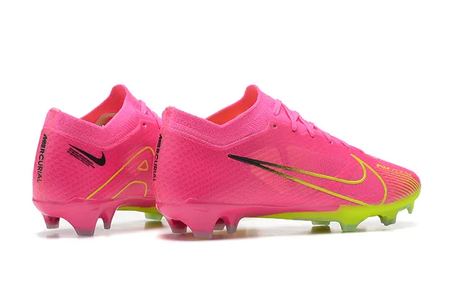 Nike Pink Yellow Low-Cut Knit Upper Asymmetric Lacing Firm-Ground Soccer Shoes 5