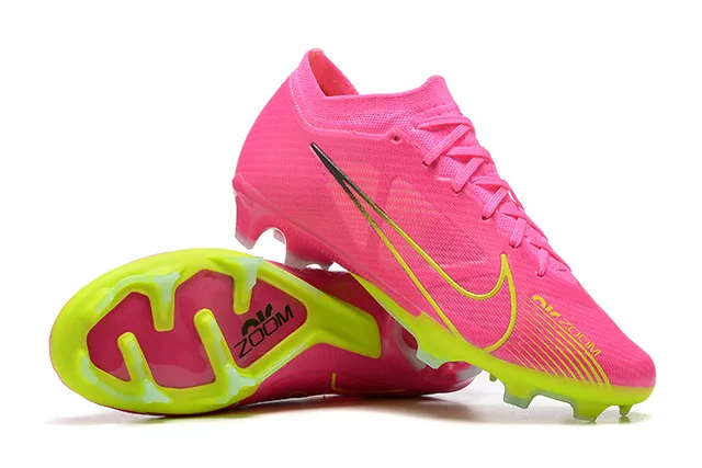 Nike Pink Yellow Low-Cut Knit Upper Asymmetric Lacing Firm-Ground Soccer Shoes 6