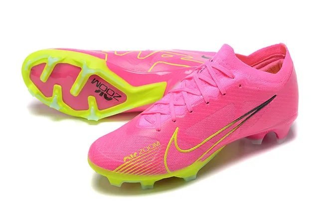 Nike Pink Yellow Low-Cut Knit Upper Asymmetric Lacing Firm-Ground Soccer Shoes 7