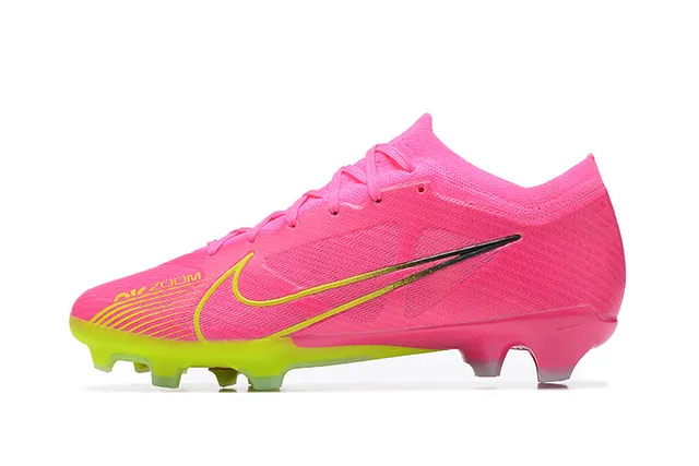 Nike Pink Yellow Low-Cut Knit Upper Asymmetric Lacing Firm-Ground Soccer Shoes 10