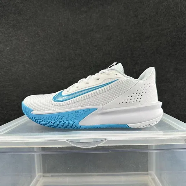 Nike Precision 7 White and Blue Basketball Shoes 2
