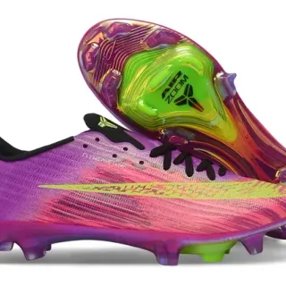 Nike حذاء كرة القدم بشريط أعلى تدرج إيريديسينت بنفسجي أخضر مع لمسات ليمون نيون لسطح صلب