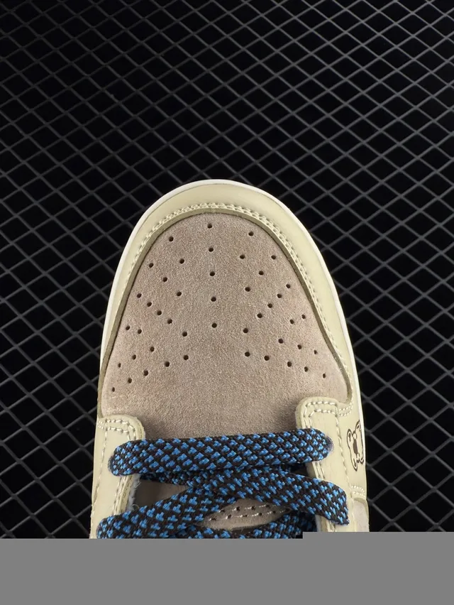 Nike SB Dunk Low Beige Bleu Cuir-Suede Mix Chaussures de Skateboard 3
