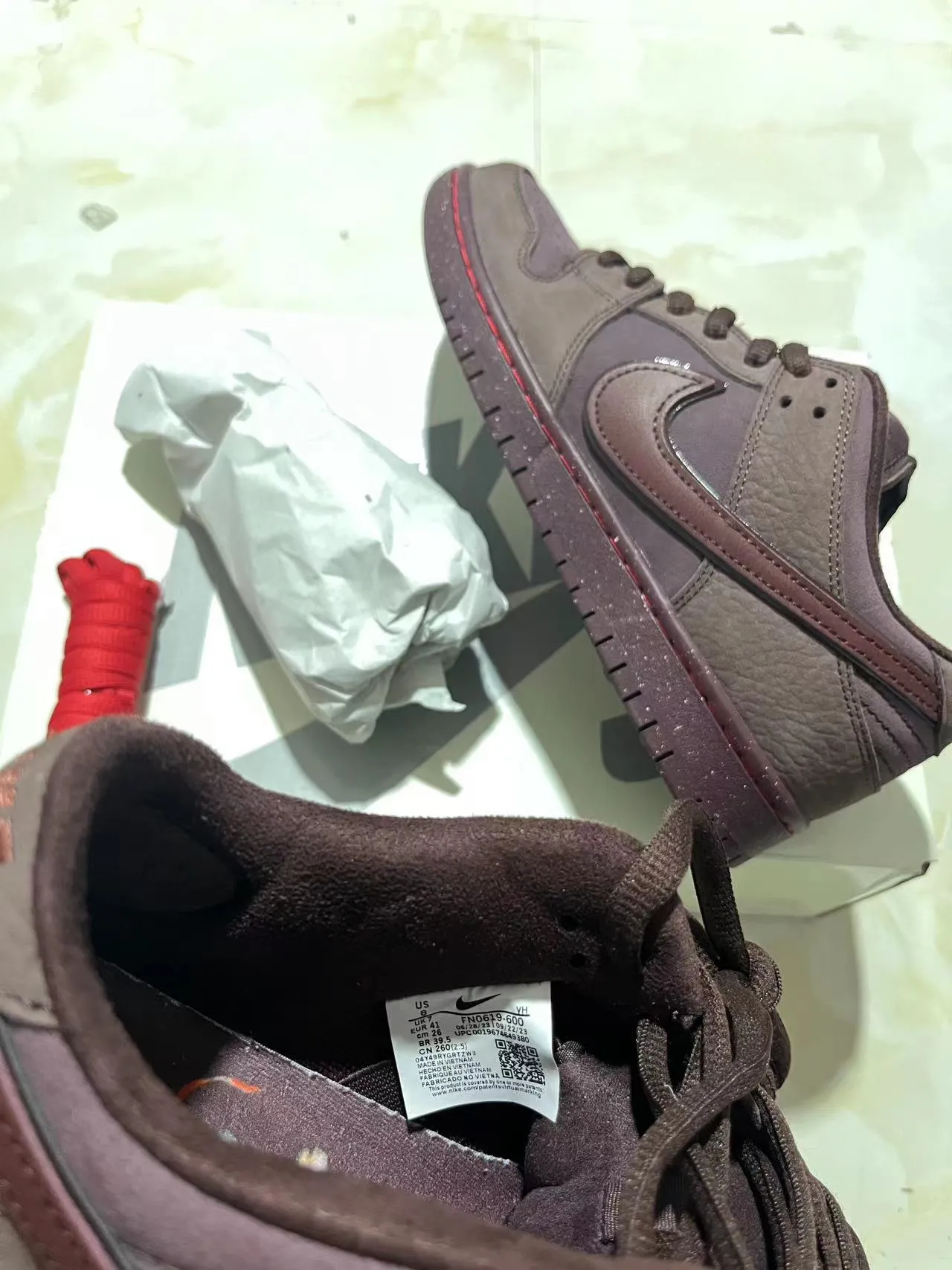 Nike SB Dunk Low Chaussures de skateboard bordeaux rouge couture 9