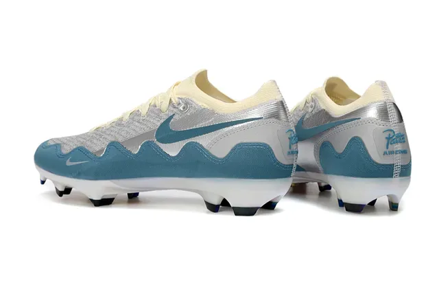 نيك أحذية كرة قدم Silver Blue Knit Upper Wavy Synthetic Overlays Firm-Ground 4
