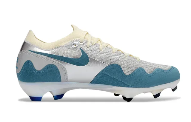 نيك أحذية كرة قدم Silver Blue Knit Upper Wavy Synthetic Overlays Firm-Ground 5