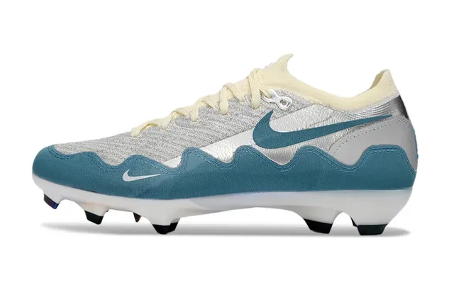 نيك أحذية كرة قدم Silver Blue Knit Upper Wavy Synthetic Overlays Firm-Ground 6