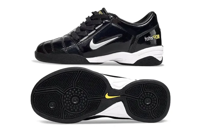 Nike Total 90 III أسود أبيض أصفر أحذية كرة القدم الداخلية 11