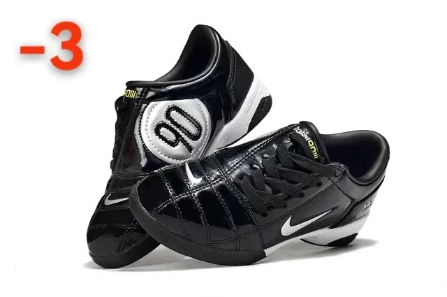 Nike Total 90 III أسود أبيض أصفر أحذية كرة القدم الداخلية 14