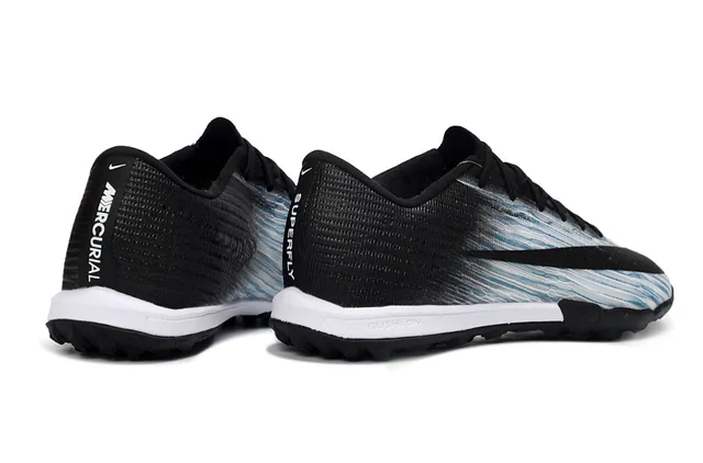 Nike Vapor Ultra Black Blue Knit Upper Wave Gradient Pattern Turf Soccer Shoes 5