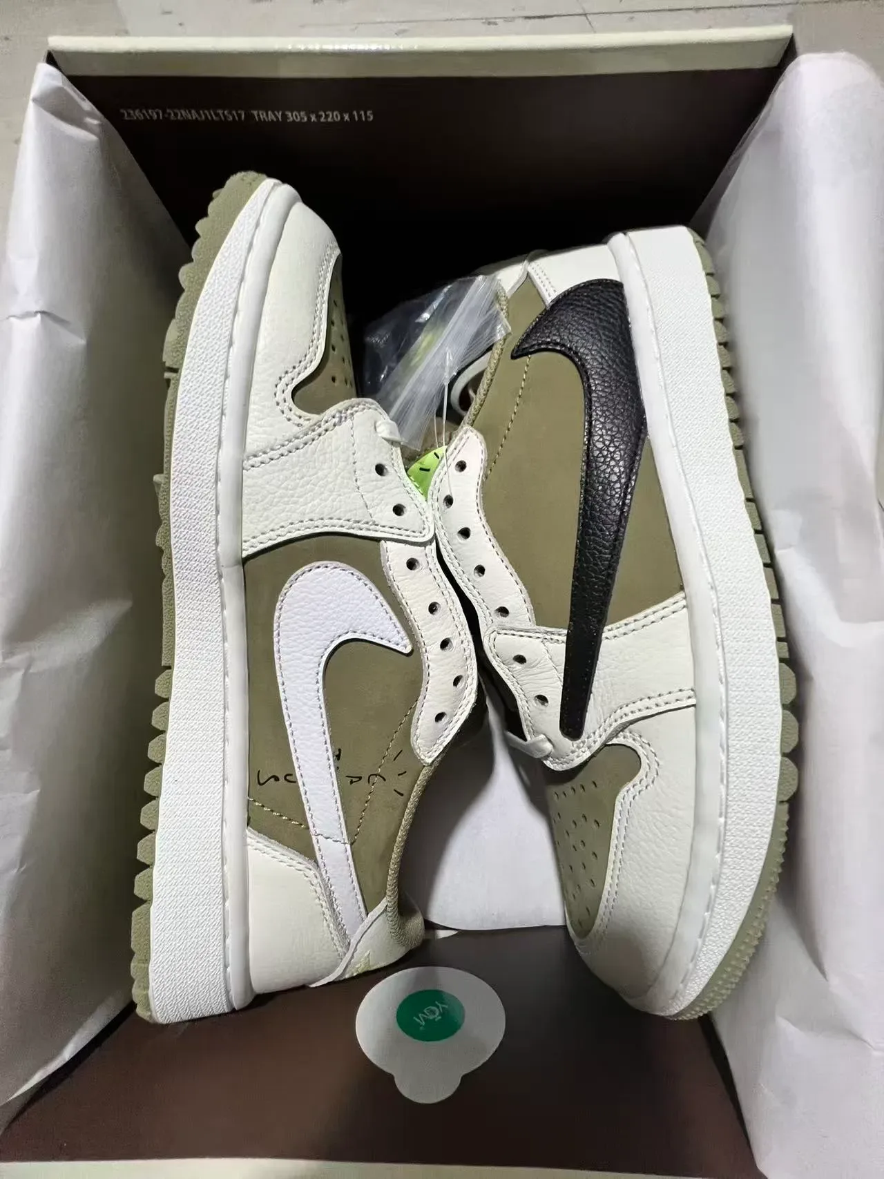 Nike White Army Green Deconstructed Overlay Textured Black Swoosh Lifestyle Sneakers 10