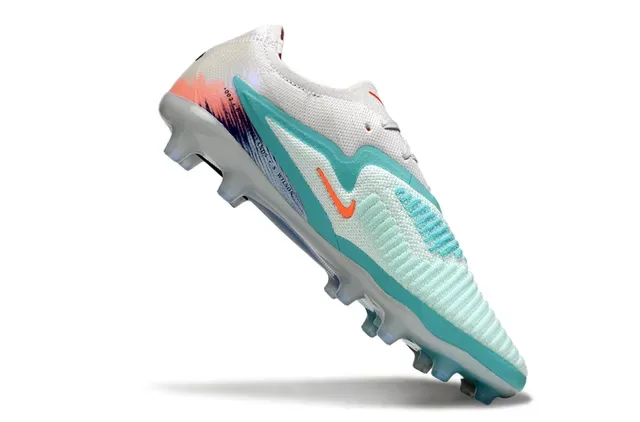 Nike Tênis de Futebol Brancos Azuis Upper Knit Lacetes Assimétricos Superfície Firm-Ground 2