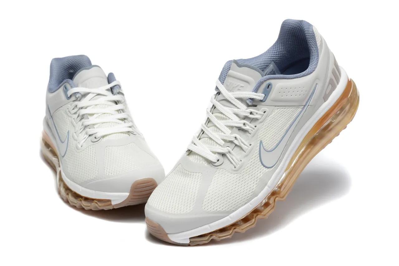 Nike White Blue Mesh Upper Full-Length Visible Air Unit Running Shoes 3