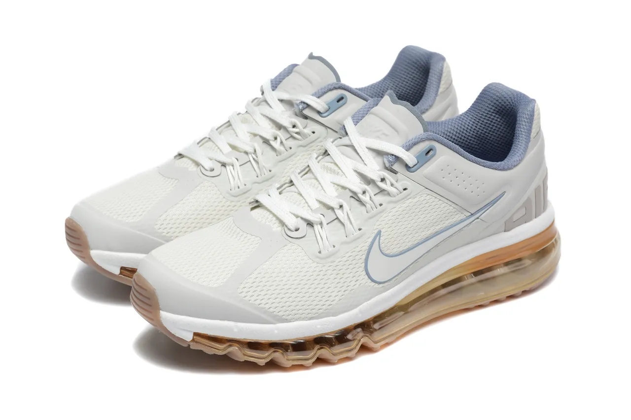 Nike White Blue Mesh Upper Full-Length Visible Air Unit Running Shoes 7