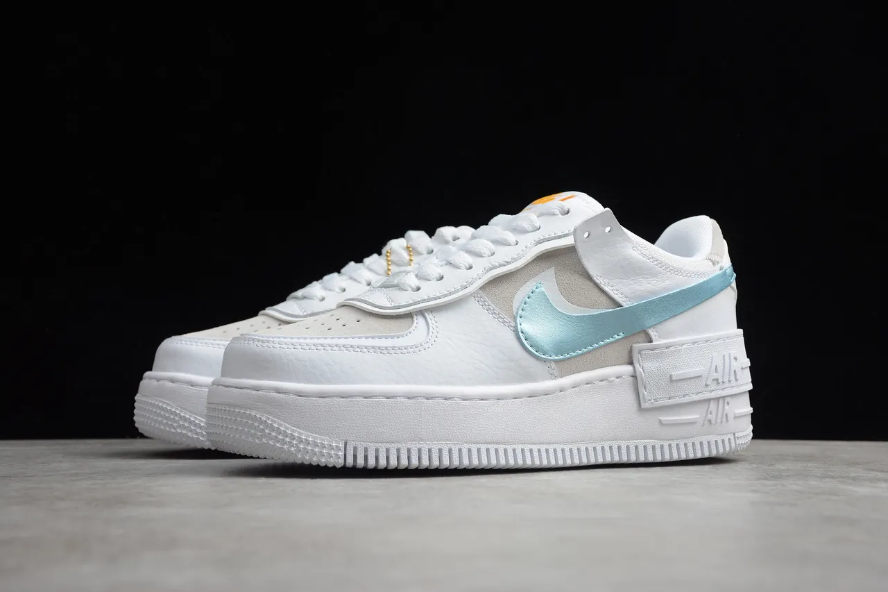 Nike White Blue Platform Sole Metallic Swoosh Lifestyle Sneakers 15