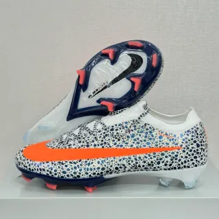 Nike White Blue Speckled Print Upper Low-Cut Sock-Fit Collar Firm-Ground Soccer Shoes
