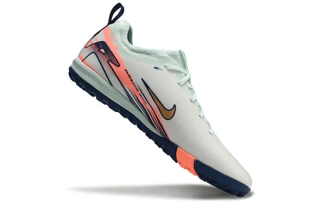 Nike White Navy Low-Cut Synthetic Upper Dynamic Cage Overlay Turf Soccer Shoes 2