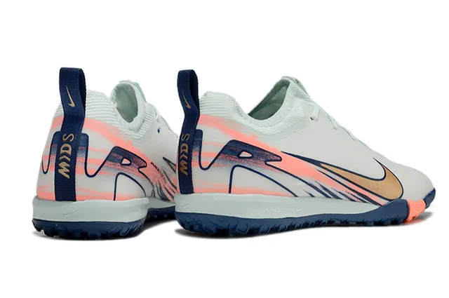 Nike White Navy Low-Cut Synthetic Upper Dynamic Cage Overlay Turf Soccer Shoes 6