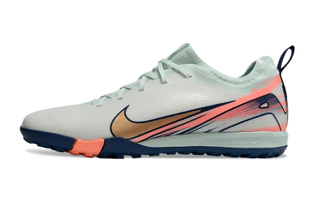 Nike White Navy Low-Cut Synthetic Upper Dynamic Cage Overlay Turf Soccer Shoes 8