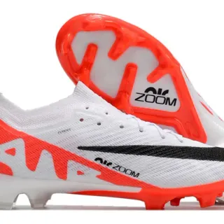 Nike White Orange Flyknit Upper Low-Cut Collar Firm-Ground Soccer Shoes