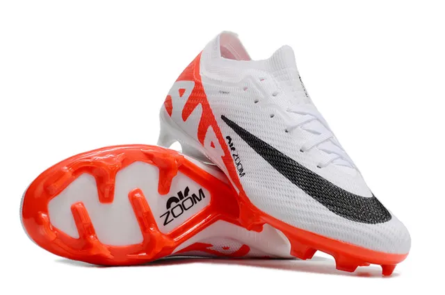 Nike White Orange Flyknit Upper Low-Cut Collar Firm-Ground Soccer Shoes 2