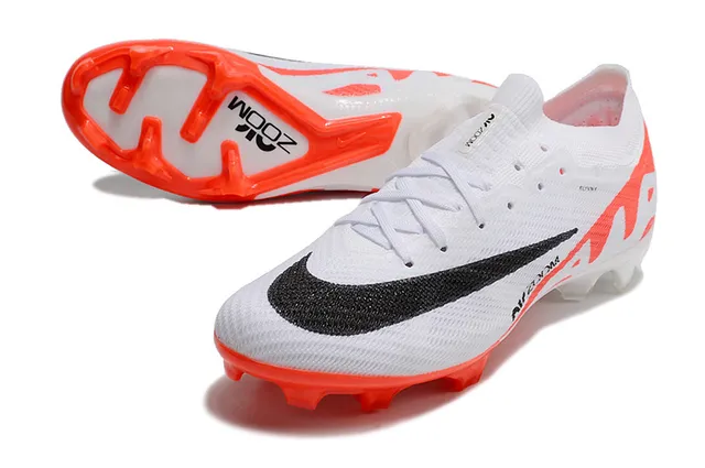 Nike White Orange Flyknit Upper Low-Cut Collar Firm-Ground Soccer Shoes 3