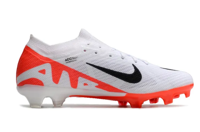 Nike White Orange Flyknit Upper Low-Cut Collar Firm-Ground Soccer Shoes 5