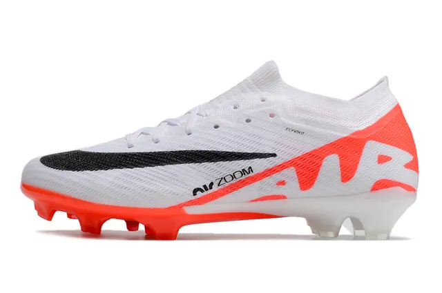 Nike White Orange Flyknit Upper Low-Cut Collar Firm-Ground Soccer Shoes 6
