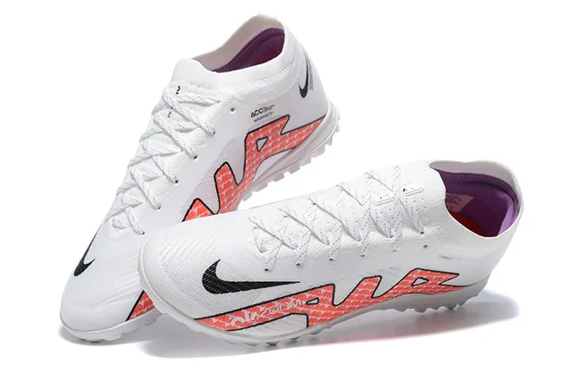 Nike White Orange Flyknit Upper Stud Outsole Turf Soccer Shoes 2