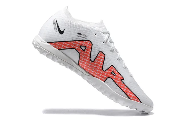 Nike White Orange Flyknit Upper Stud Outsole Turf Soccer Shoes 3