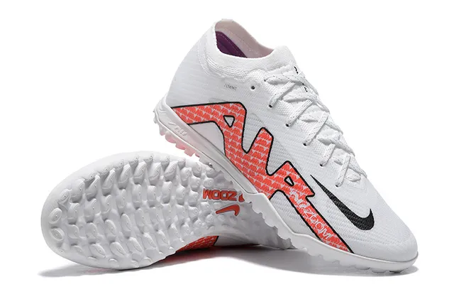 Nike White Orange Flyknit Upper Stud Outsole Turf Soccer Shoes 6
